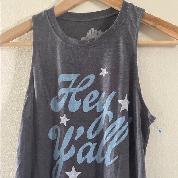 Gray Tank Top with Blue Text - Picture 1 of 3